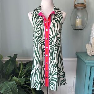 THML Green and Cream Sleeveless  Dress